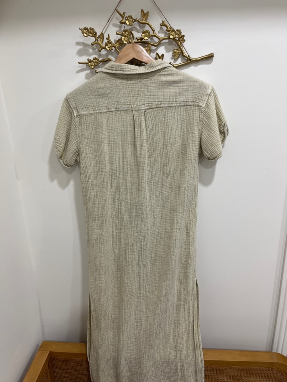 Free People Gauze Textured Cream Button-Front Maxi Dress - Picture 8 of 8
